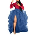 thumbnail image 1 of IROINNID Long Empire Waist Skirt For Women Tulle High Waist Ruffle Floor Length Puffy Solid Color Skirt, 1 of 7