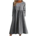 thumbnail image 1 of IROINNID Long Sleeve Dress for Women Color Long Sleeved Round Neck Dress with Pocket Discount,Dark Gray, 1 of 6
