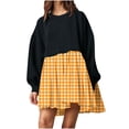 thumbnail image 1 of IROINNID Long Sleeve Dress for Women Loose Round Neck Long Sleeve Comfy Printing Dresses Savings,Yellow, 1 of 5