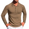 thumbnail image 1 of IROINNID Long Sleeve Pullover Shirts for Men Comfy Patchwork Color With Lapel Shirt Two-color Fashion Turndown Collar Blouse & Shirt,Khaki, 1 of 6