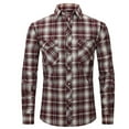 thumbnail image 1 of IROINNID Long Sleeve Shirts for Men Casual New Plaid Shirt Youth Shirts Coat Turndown Collar Blouse & Shirt,Wine, 1 of 3