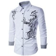 thumbnail image 1 of IROINNID Long Sleeve Shirts for Men Casual Pattern Button Turndown Top Blouse Shirt,White, 1 of 8