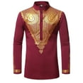 thumbnail image 1 of IROINNID Long Sleeve Shirts for Men Comfy Printed Muscle Tee T-shirt Medium Length Shirt Turndown Collar Blouse & Shirt,Wine, 1 of 3