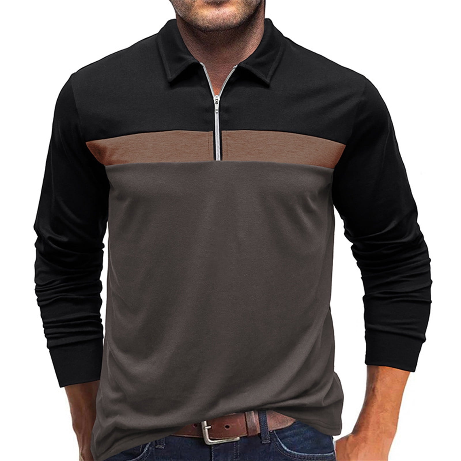IROINNID Long Sleeve Shirts for Men Leisure Contrast Color Top