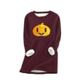 thumbnail image 1 of IROINNID Long Sleeve Shirts for Women Winter Reduced Women's Plush Warm Undershirt Long Sleeve Crewneck Top,Burgundy, 1 of 5