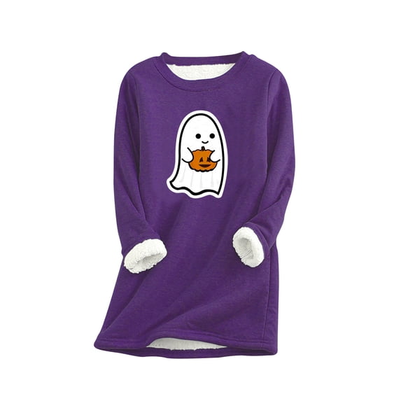 IROINNID Long Sleeve Shirts for Women Winter Reduced Women's Plush Warm Undershirt Long Sleeve Crewneck Top,Purple