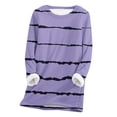 thumbnail image 1 of IROINNID Long Sleeve Shirts for Women Winter Warm Savings Women's Striped Loose Plush Top Thickened and Velvet Lamb Wool Warm Undershirt,Purple, 1 of 4