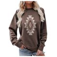 thumbnail image 1 of IROINNID Long Sleeve T-Shirts for Women Home Printing Round Neck Loose T-Shirt Autumn Blouse Pullover Tops Hoodless Sweatshirts,Coffee, 1 of 8