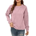 thumbnail image 1 of IROINNID Long Sleeve T-Shirts for Women Solid Corduroy Round Neck Pullover Top Round Neck Top/shirt,Pink, 1 of 6