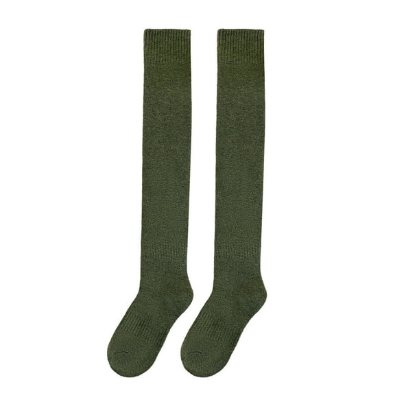 IROINNID Long Socks for Men and Women Gifts Solid Knee-high Socks Winter Warm Cotton Socks Knit Soft Lengthened Socks ,Olive Green