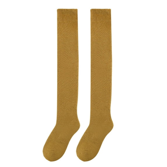 IROINNID Long Socks for Men and Women Gifts Solid Knee-high Socks Winter Warm Cotton Socks Knit Soft Lengthened Socks ,Yellow