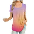 thumbnail image 1 of IROINNID Loose Leisure Tunic Tops For Women Square-Neck Short Sleeve Print Casual Blouse Tops Spring, 1 of 5