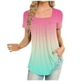 thumbnail image 1 of IROINNID Loose Leisure Tunic Tops For Women Square-Neck Short Sleeve Print Casual Blouse Tops Under $10, 1 of 5