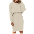 thumbnail image 1 of IROINNID Home Set for Women Solid Pullover with High Waist Skirt Casual Fall Sets Two-Piece Suit,Beige, 1 of 9