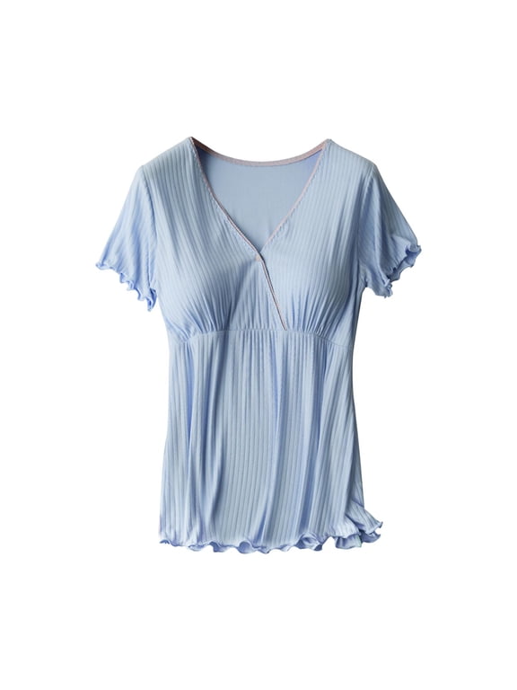Maternity Clothes Bump Friendly T-shirt, Plus Size Short Sleeve and Round Neck Summer Soiold Color Tops
