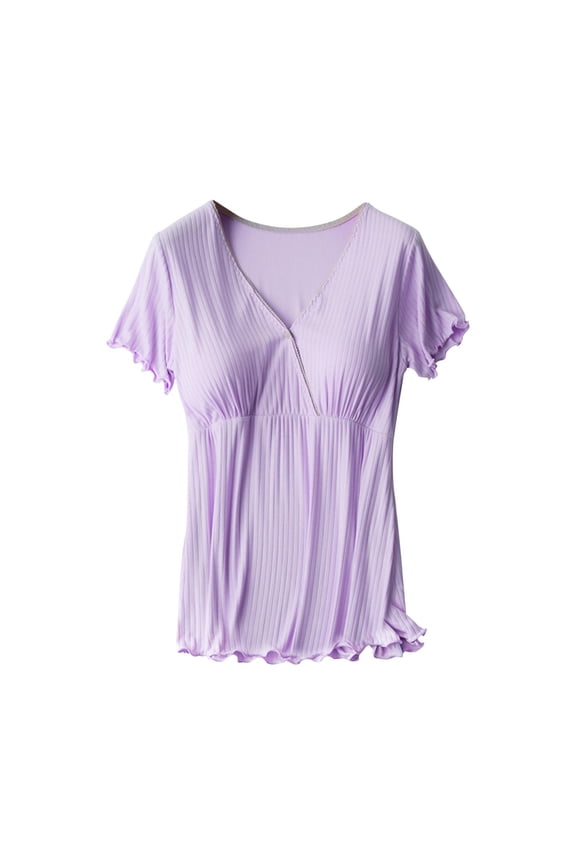 Maternity Clothes Bump Friendly T-shirt, Plus Size Short Sleeve and Round Neck Summer Soiold Color Tops