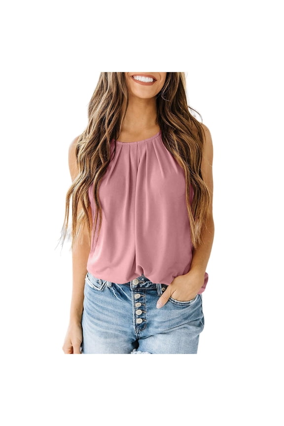 Maternity Clothes Bump Friendly Vest, Sleeveless and Round Neck Summer Rouffld Casual Tops