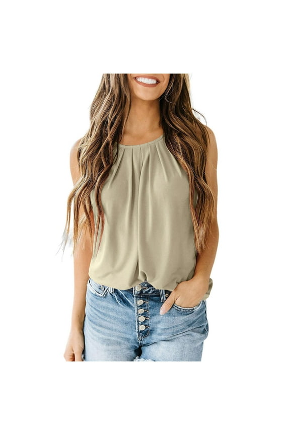 Maternity Clothes Bump Friendly Vest, Sleeveless and Round Neck Summer Rouffld Casual Tops