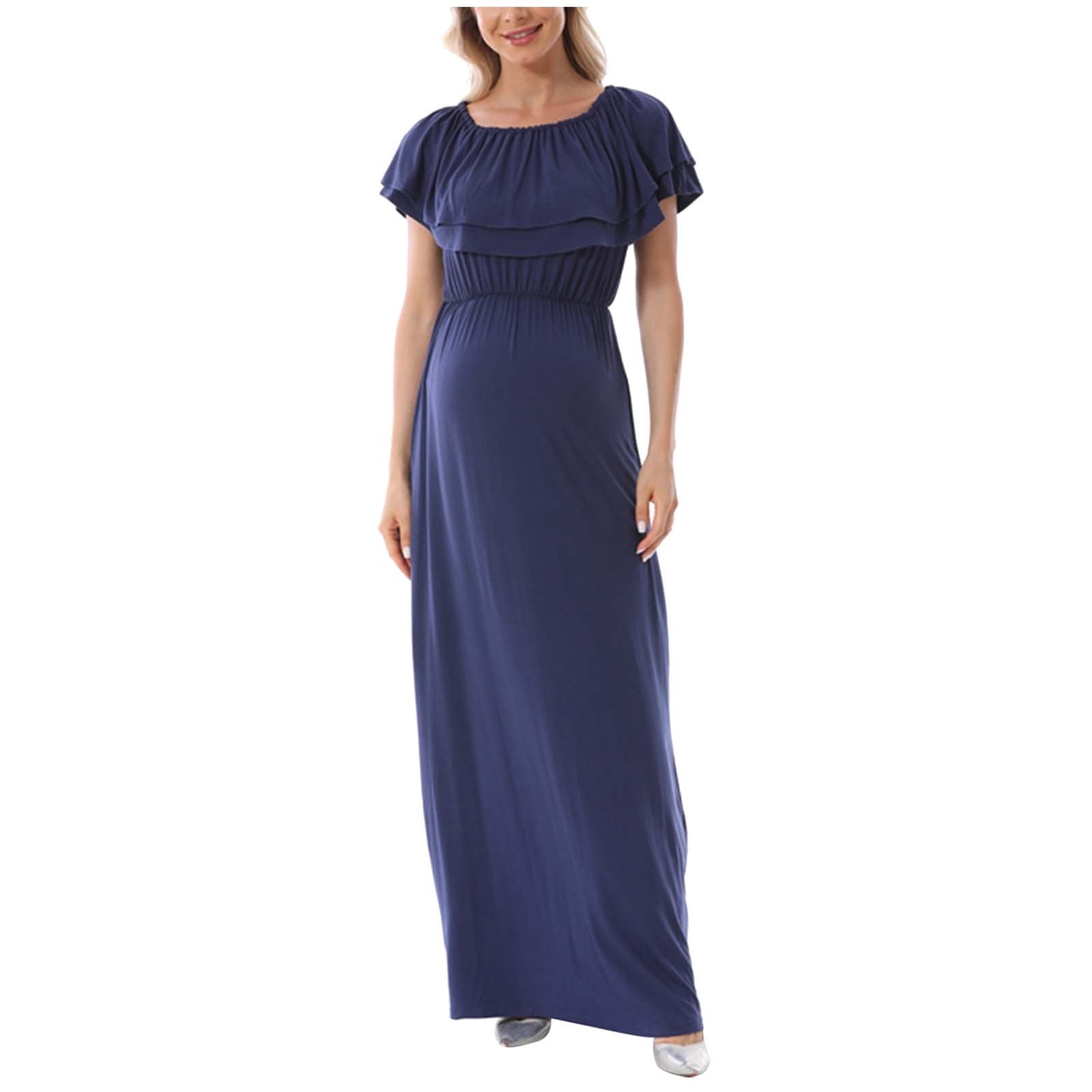 IROINNID Maternity Dress Bump Friendly Dress,Short Sleeve and Off-The ...