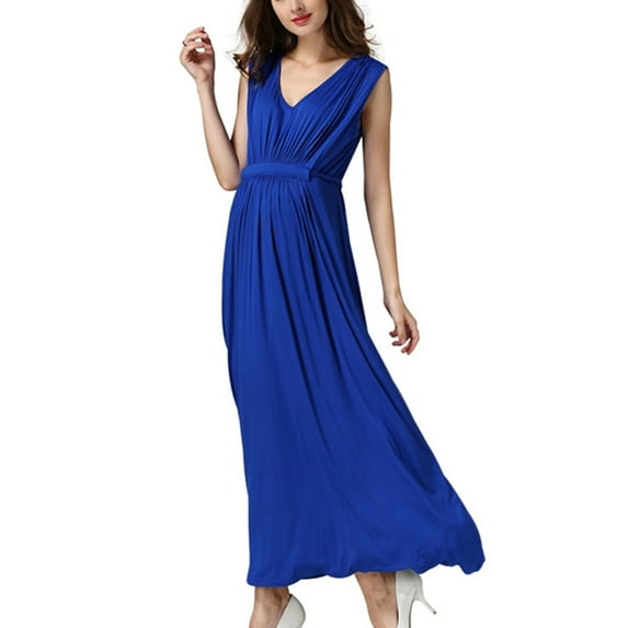 IROINNID Maternity Dress Bump Friendly Dress,Short Sleeve and V-Neck Maxi Classy Soild ColorDress