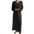 thumbnail image 1 of IROINNID Maxi Dress for Women Fall and Winter Hooded Sports Plush Sweater Long Sleeve Zipper Coat Plus Size Solid Color Robe ,Black, 1 of 9