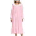 thumbnail image 1 of IROINNID Maxi Dress for Women Long Sleeve Dress Square-Neck Mid-Calf Leisure House Wear ,Pink, 1 of 4