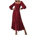 thumbnail image 1 of IROINNID Maxi Dress for Women Long Sleeve Pullover Neck Long Sleeve High Waist Dress,Red, 1 of 8