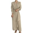 thumbnail image 1 of IROINNID Maxi Dress for Women Loose Long Sleeve Loose Dress Solid Turn Down Collar Classic Dress Sales,Beige, 1 of 5