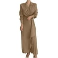 thumbnail image 1 of IROINNID Maxi Dress for Women Loose Long Sleeve Loose Dress Solid Turn Down Collar Classic Dress Sales,Brown, 1 of 5