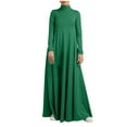 thumbnail image 1 of IROINNID Maxi Dress for Women Plus Size Dress High Collar Solid Color Long Sleeve Winter Fall Basic Maxi Long Dress Daily Vacation Dress Sales,Green, 1 of 8