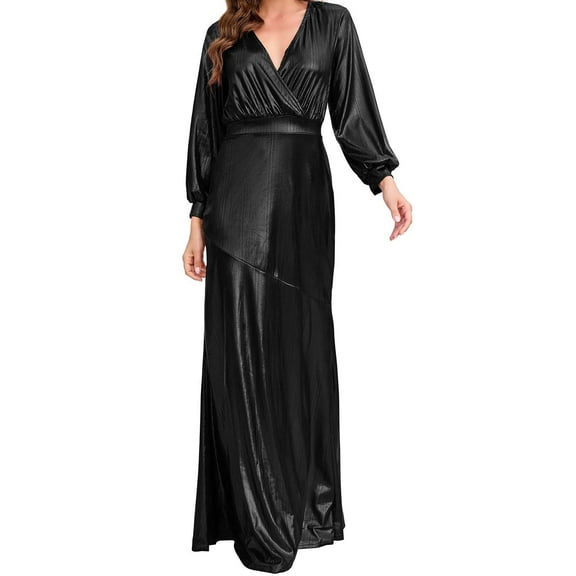 IROINNID Maxi Dress for Women Solid Color Sleeveless Full Dress Sling V-Neck Dress ,Black