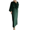 thumbnail image 1 of IROINNID Maxi Dress for Women The Winter Plus Size Round Neck Loose Sexy Long Sleeve Solid Dress,Green, 1 of 8