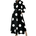 thumbnail image 1 of IROINNID Maxi Dress for Women Turn-down Collar Long Sleeve Waist Printed Long Dresses ,Black, 1 of 6