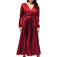 thumbnail image 1 of IROINNID Maxi Dress for Women V Neck Long Sleeve Solid Color Party Evening Dresses Reduced,Red, 1 of 8