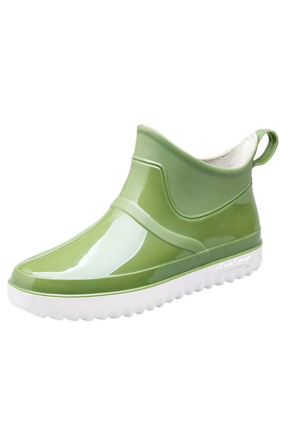 Men Rain Boots Waterproof Mid Calf Lightweight Cute Printed Booties Out Work Comfortable Garden Shoes