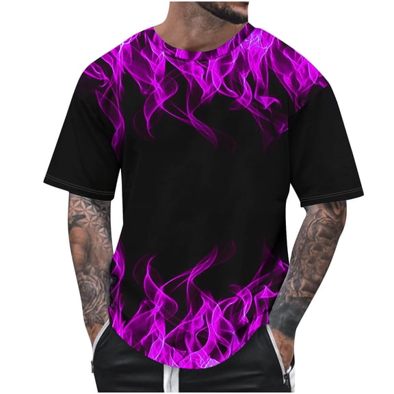 IROINNID Men'S T-Shirts Big and Tall T Shirts for Men, Business Lightweight Thin Basic Round Neck Pullover Colored Tie-dye Tops