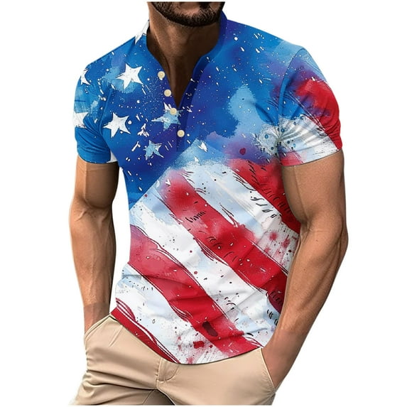 IROINNID Men'S T-Shirts Big and Tall T Shirts for Men,Indenpence Day Lightweight Thin Basic Round Neck Summer Casual Loose Tops