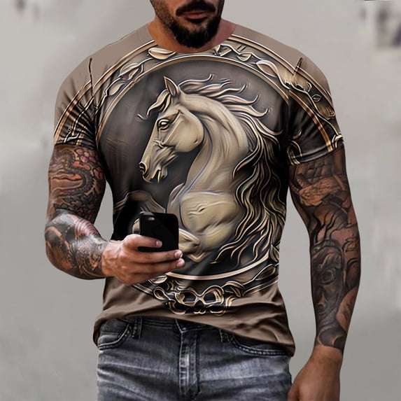 IROINNID Men'S T-Shirts Big and Tall T Shirts for Men, Lightweight Thin Basic Round Neck Colored Print Tops for Men
