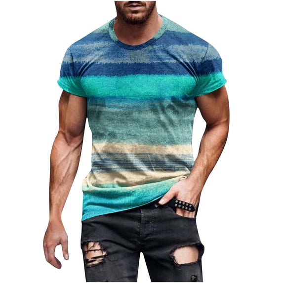 IROINNID Men'S T-Shirts Big and Tall T Shirts for Men, Lightweight Thin Basic Round Neck Colored Printed T Shirts for Men