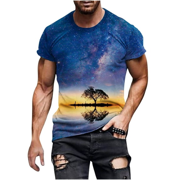 IROINNID Men'S T-Shirts Big and Tall T Shirts for Men, Lightweight Thin Basic Round Neck Printed Casual Summer for Men