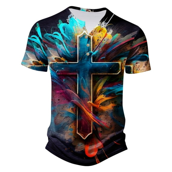 IROINNID Men'S T-Shirts Big and Tall T Shirts for Men,Lightweight Thin Basic V-Neck Botton Summer Printed Comfortable Casual Tops