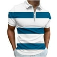 thumbnail image 1 of IROINNID Men'S T-Shirts Big and Tall T Shirts for Men, Lightweight Thin Basic V-Neck Lapel Zipper Stripe Cooling Summer Tops for Men, 1 of 5