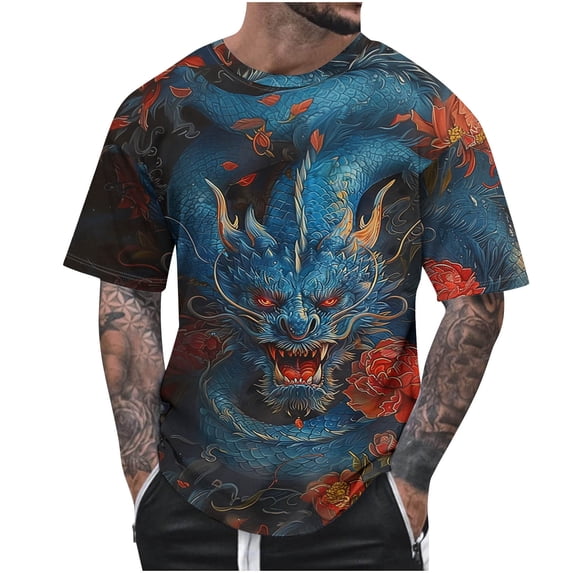 IROINNID Men'S T-Shirts Big and Tall T Shirts for Men, Summer Lightweight Thin Basic Round Neck Casual Pronted for Men