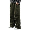 thumbnail image 1 of IROINNID Men Solid Multi-Pocket Wide Leg Cargo Pants Loose Casual Streetwear Trousers, 1 of 6