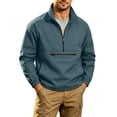 thumbnail image 1 of IROINNID Men Solid Stand Collar Half Zip Pullover Wind Jacket, Zip Chest Pocket Elastic Cuff Raglan Lightweight Outdoor Casual Top For Spring Autumn Daily Travel Hiking Wear(Blue,L), 1 of 9