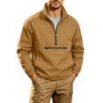thumbnail image 1 of IROINNID Men Solid Stand Collar Half Zip Pullover Wind Jacket, Zip Chest Pocket Elastic Cuff Raglan Lightweight Outdoor Casual Top (Brown,XL)TopsBlouses & Tops, 1 of 9