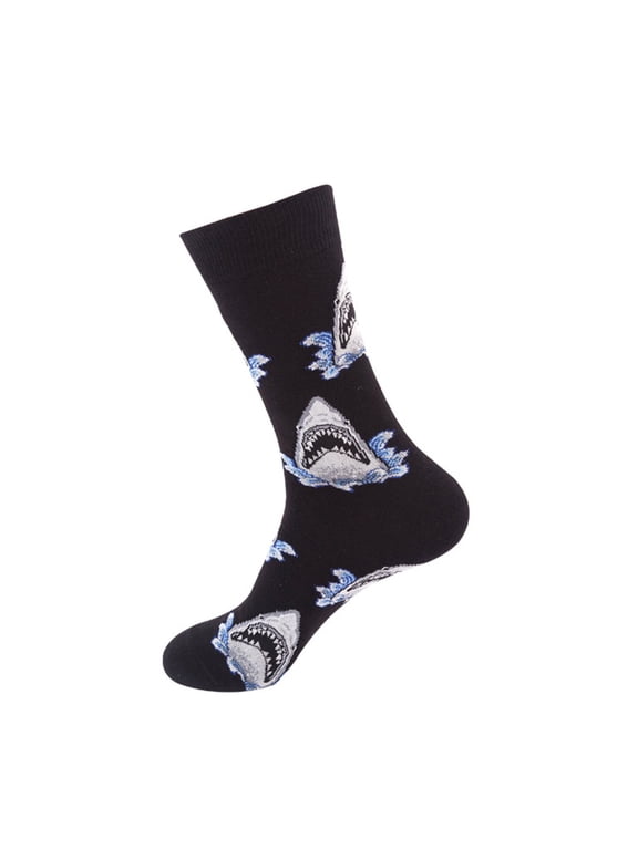 Men Women Fun Novelty Crew Socks Shark Dinosaur Animal Print Cotton Mid Calf Casual Comfortable Stretch Socks for Daily Wear