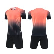 IROINNID Men's 2 Piece Athletic Tracksuit Set Gradient Short Sleeve Crewneck Shirt and Drawstring Shorts Uniform Sportswear for Soccer Running Gym Workout