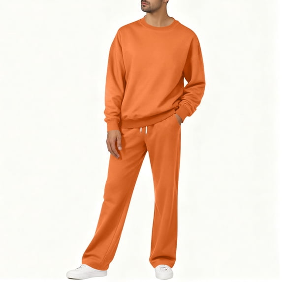 IROINNID Men's 2 Piece Crewneck Sweatshirt and Wide Leg Sweatpants Set with Drawstring Waist and Side Pockets for Casual Lounge Wear