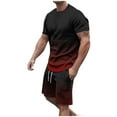 thumbnail image 1 of IROINNID Men's 2 Piece Short Sleeve Gradient T Shirt and Shorts Set Crew Neck Ombre Summer Casual Outfit with Drawstring Waist, 1 of 7